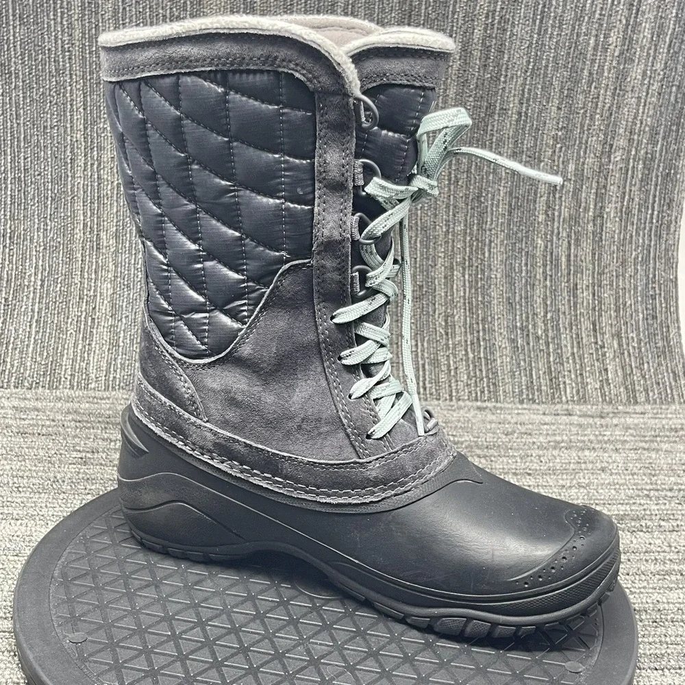 The North Face Thermoball Utility Boots Women 7 Gray Waterproof Snow Winter Shoe